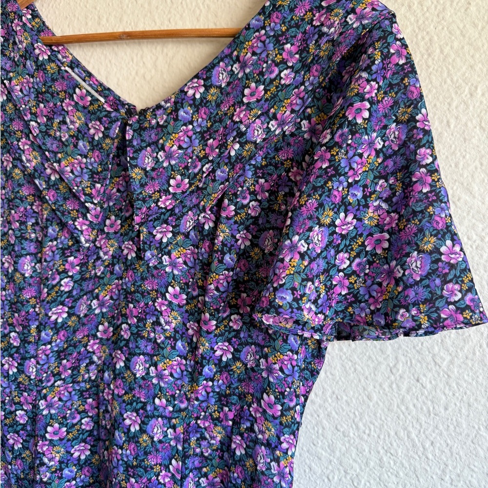 VINGTAGE- Karinstevens Floral Purple Dress- Petites size 6 - Picture 5 of 13